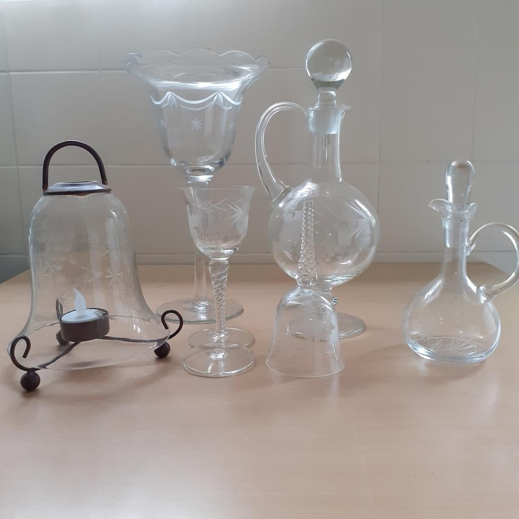 Decoratieve Glazen Set: Kannen, Glazen en Windlicht, Ophalen