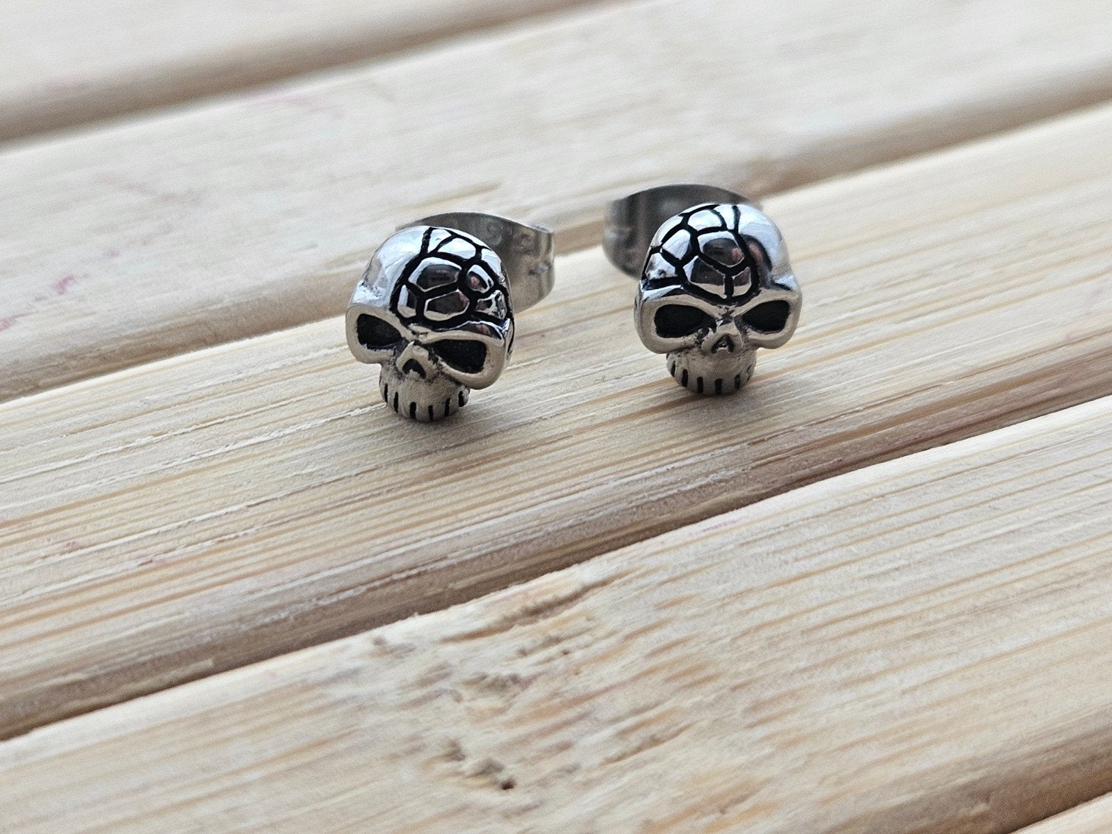 Rvs stalen skull heren uni oorknopjes, Sieraden, Tassen en Uiterlijk, Oorbellen, Overige materialen, Nieuw, Ophalen of Verzenden