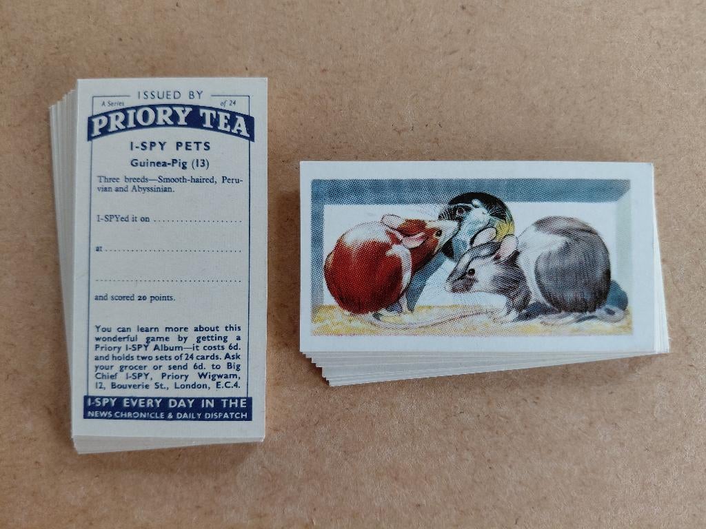 I-Spy Pets complete set 24 tea cards huisdieren Priory Tea, Ophalen