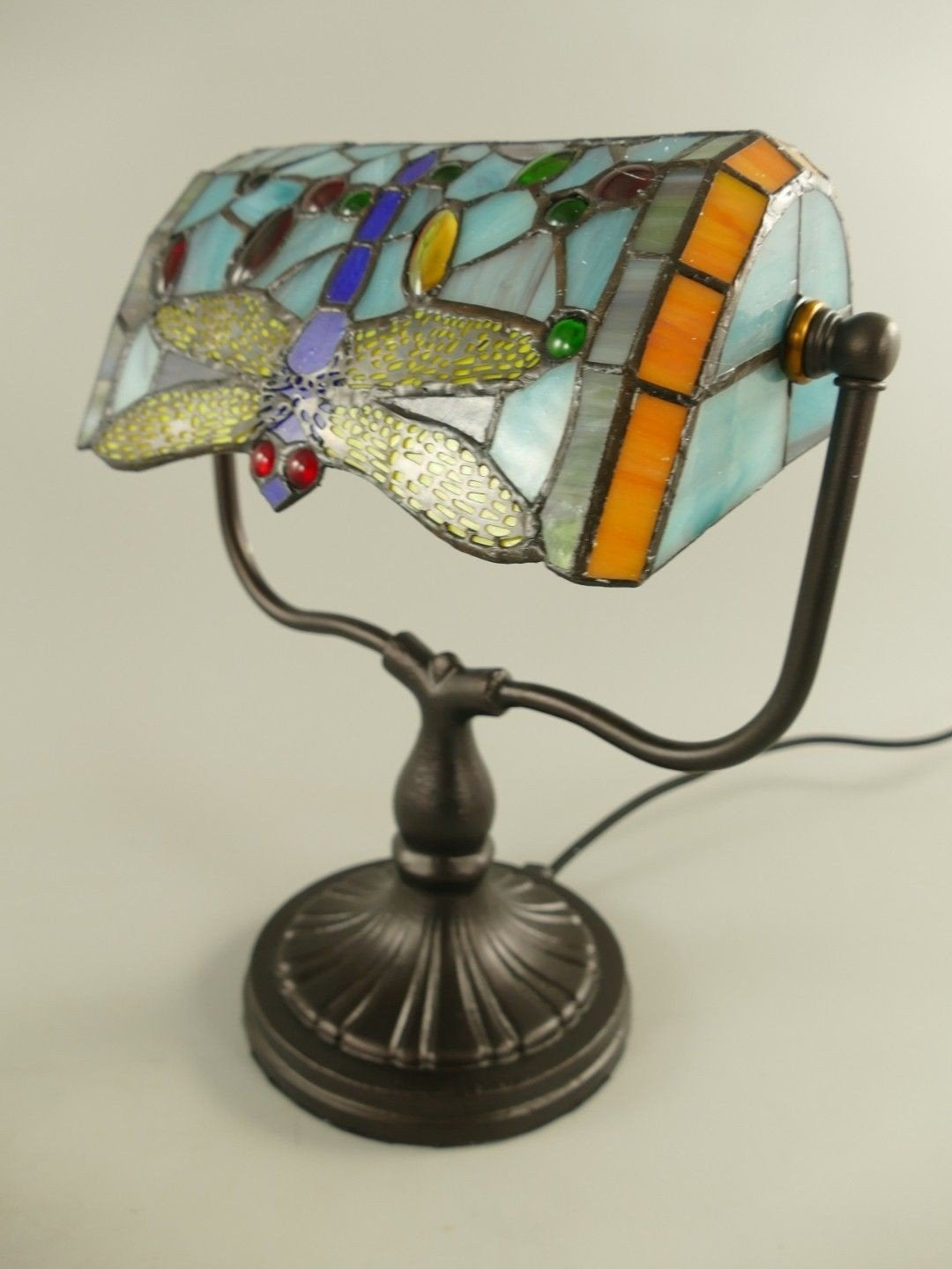 Tiffany Bankierslamp Libelle Design - Glas-in-lood, Ophalen of Verzenden