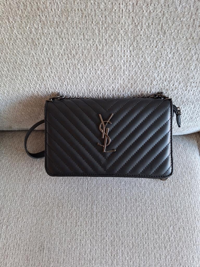 Zwart schoudertasje look YSL, Ophalen of Verzenden, Gebruikt, Zwart, Overige merken