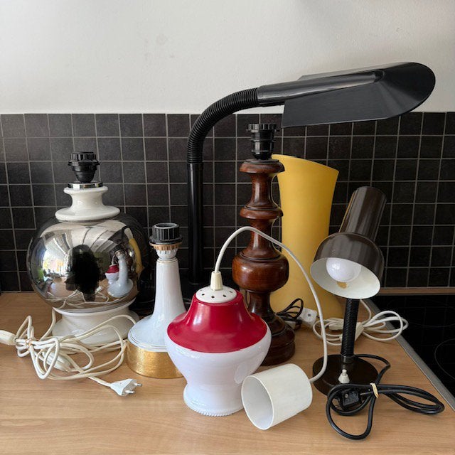 Tafellamp, hanglamp, bureaulamp, lampvoet, vintage, netjes, Bureaulamp, Vintage, Ophalen of Verzenden, Zo goed als nieuw