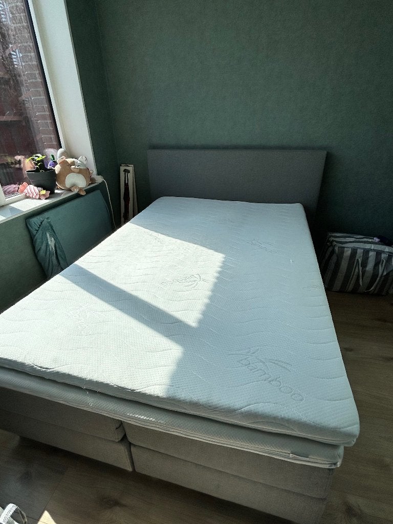 Boxspring Ramona | Inari 91 - Grijs, Ophalen, Gebruikt, 210 cm, 140 cm