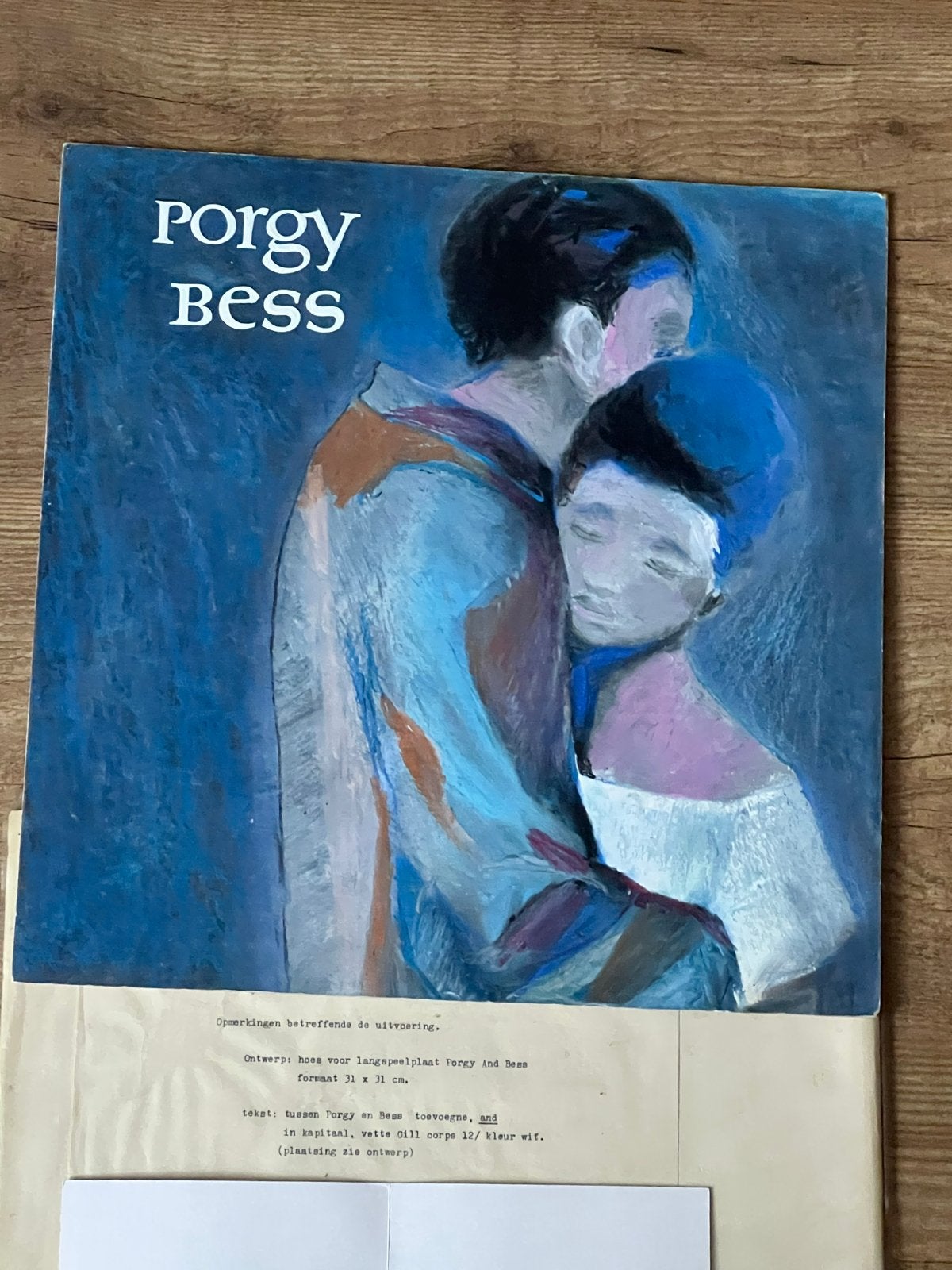 Origineel Handwerk: Porgy en Bess LP Hoes Ontwerp, Antiek en Kunst, Portret of Personen, Ophalen of Verzenden, Origineel werk