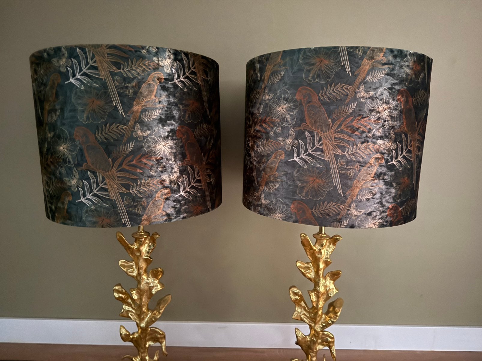 Luxe lampenkappen 2 stuks (groen), Ophalen, Zo goed als nieuw, Rond
