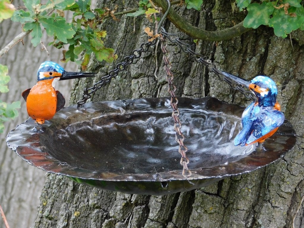 Hangende Voederschaal / Vogelbad met Vogels en Ketting, Tuin en Terras, ., Nieuw, Ophalen of Verzenden, .