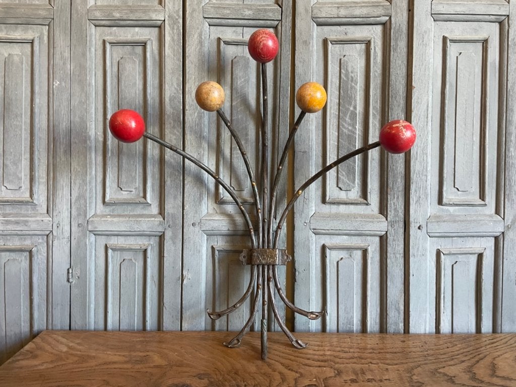 Mooie Wandkapstok Kapstok met houten ballen Frans, Ophalen of Verzenden