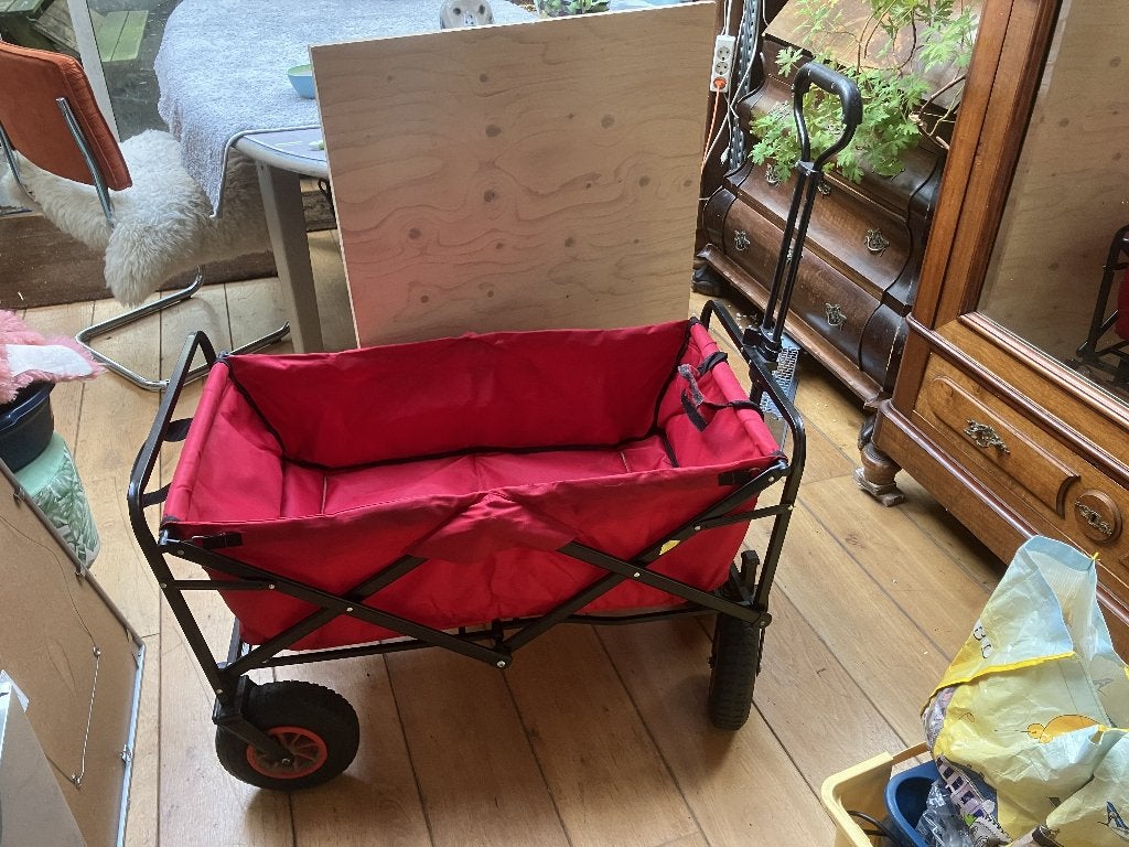 opvouwbaar rode bolderkar, Ophalen, Opvouwbaar, Gebruikt