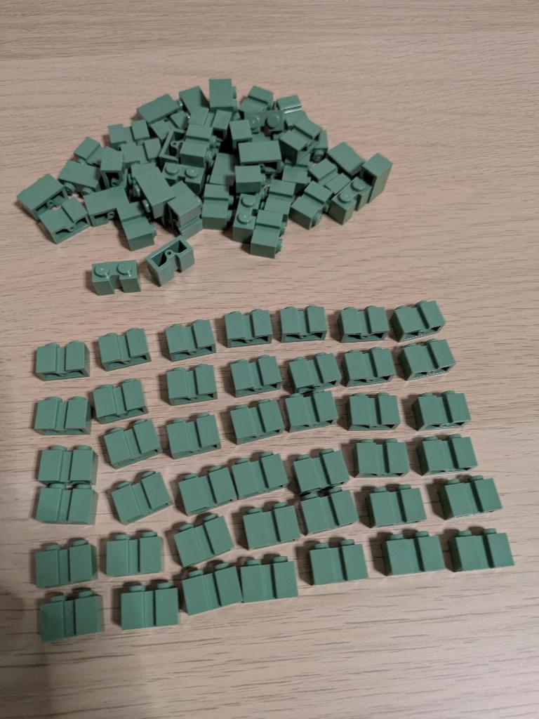 LEGO 1x2 sand green groove bricks, Ophalen of Verzenden, Nieuw, Losse stenen, Lego