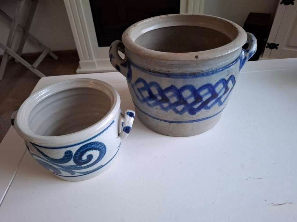 Set van 2 Vintage/Antieke Keramische Potten, Antiek en Kunst, Ophalen of Verzenden