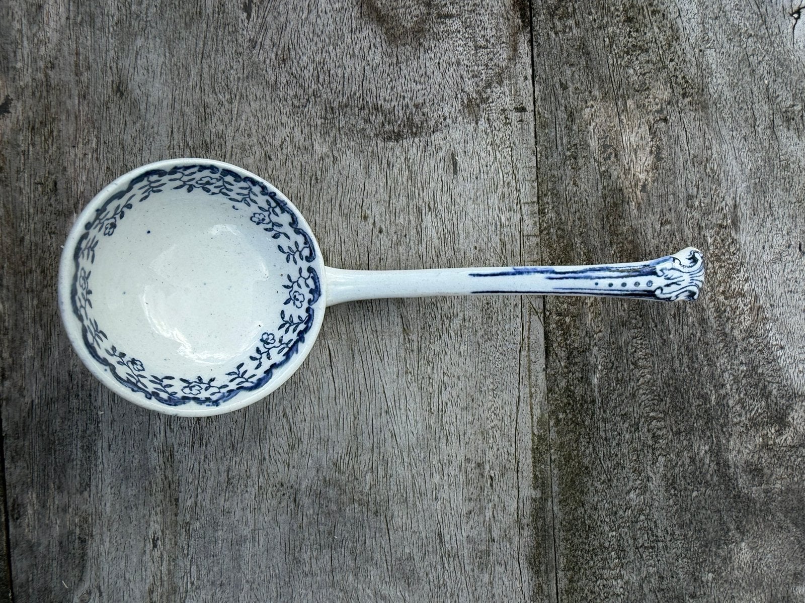Sauslepel keramiek blauw wit brocante, Antiek en Kunst, Ophalen of Verzenden
