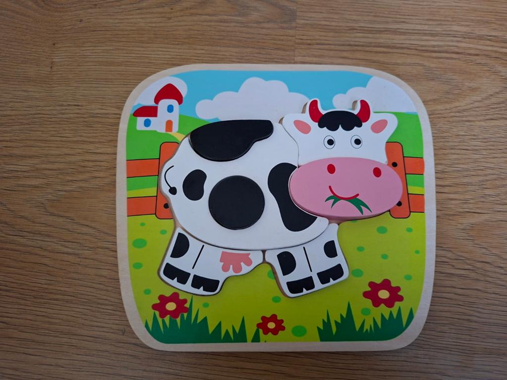 Puzzel van een koe, Ophalen of Verzenden, Zo goed als nieuw, Van hout, Minder dan 10 stukjes