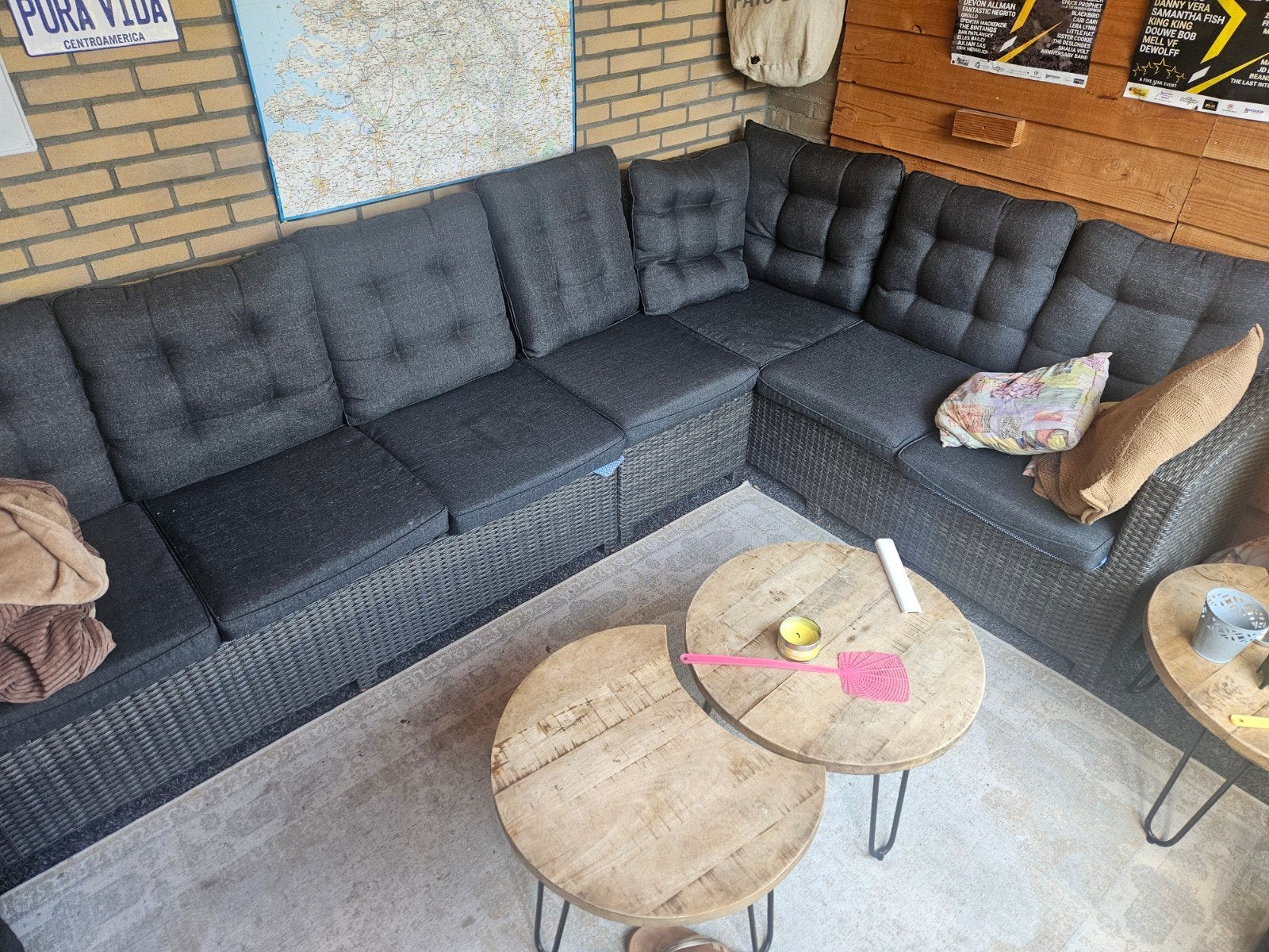 Loungebank hoekbank voor onder veranda/ in de tuin, Ophalen, Kunststof, Zo goed als nieuw, Loungeset