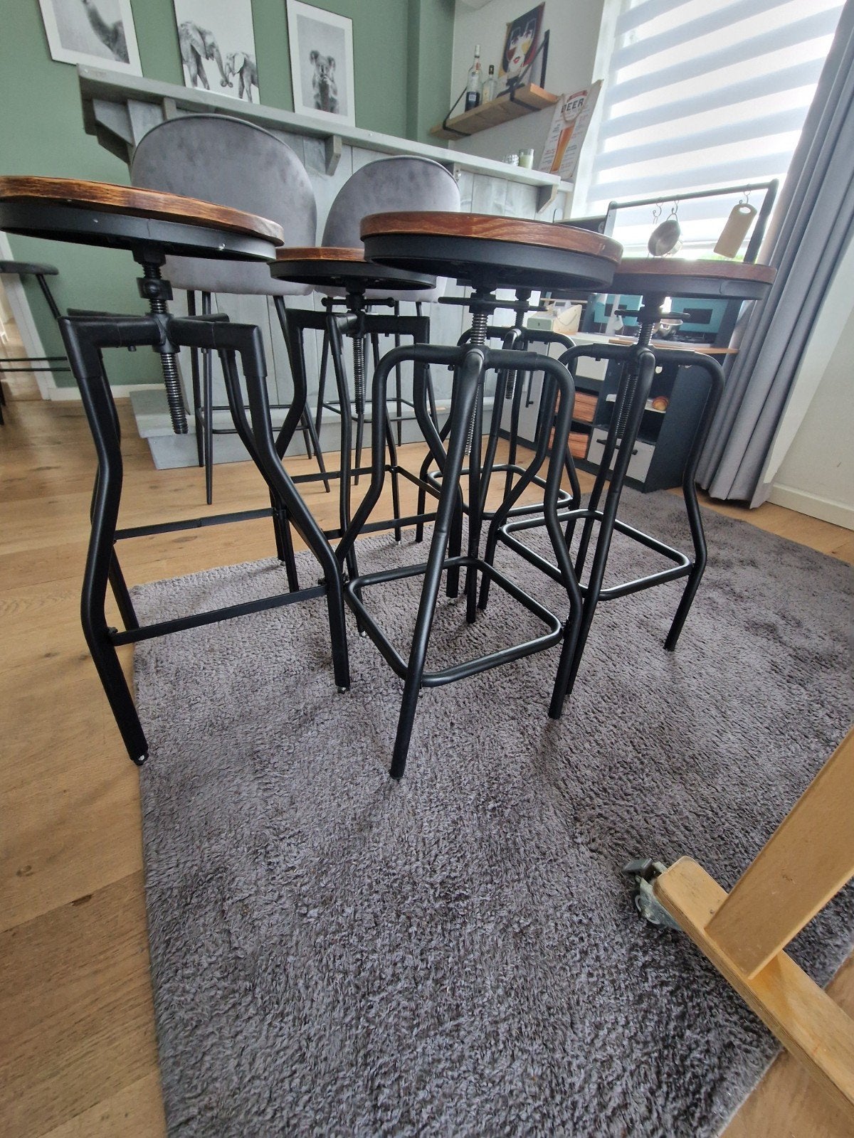 Barkrukken metaal met hout, Huis en Inrichting, Ophalen, 5 krukken of meer, In hoogte verstelbaar, 60 tot 90 cm