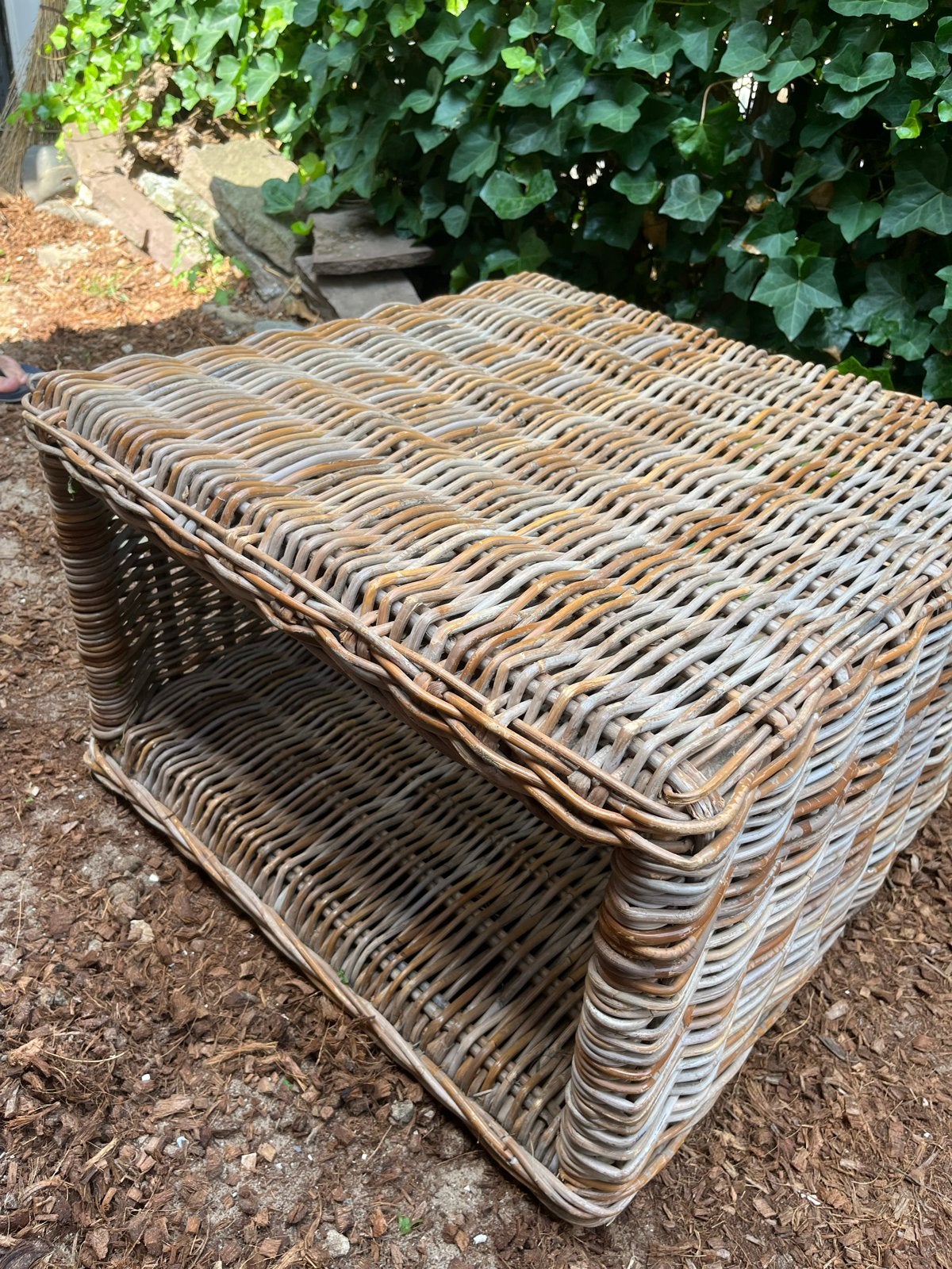 Rotan salontafel / bijzettafel, Ophalen, Overige materialen, Gebruikt, Vierkant