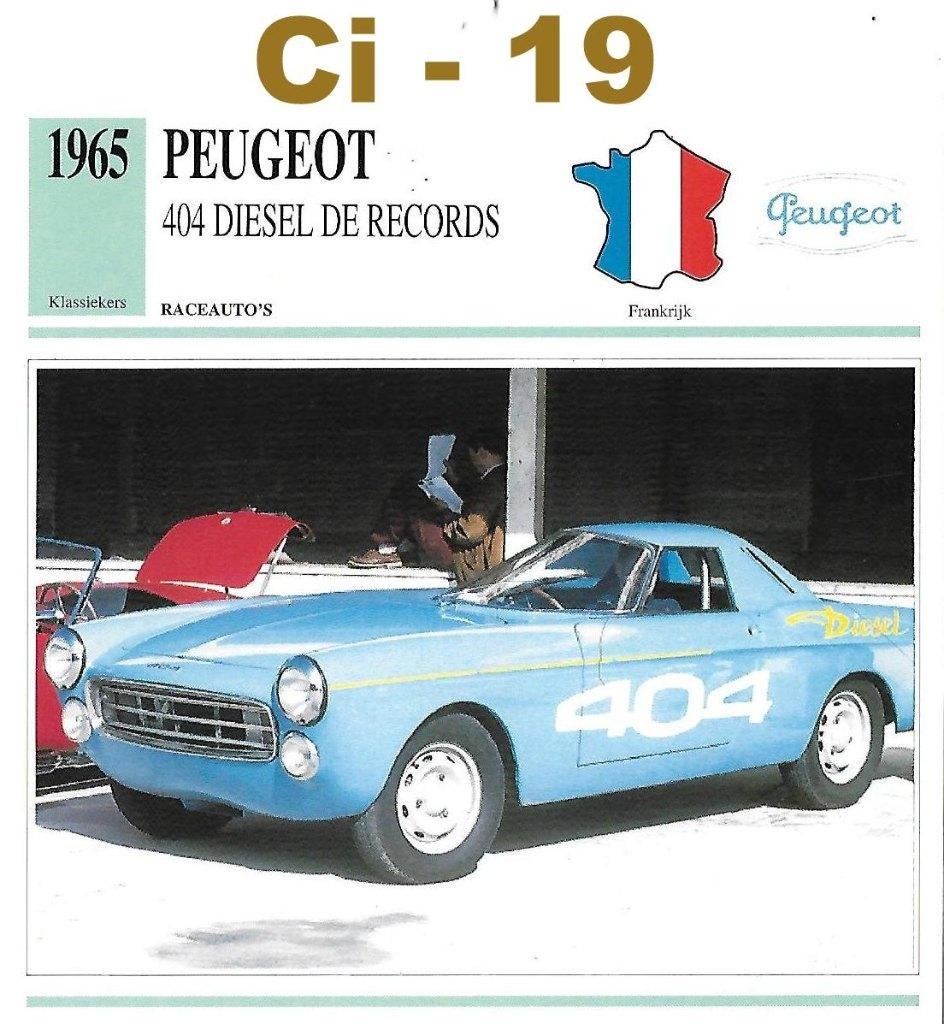 CI19 Autokaart Peugeot 404 Diesel De Records ( 1965), Ophalen of Verzenden, Zo goed als nieuw, Auto's