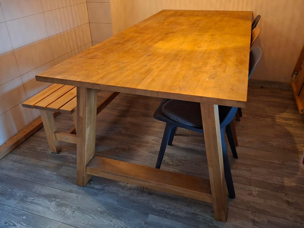 Eettafel A poot eiken 200x90 cm, Ophalen, Rechthoekig, 200 cm of meer, 50 tot 100 cm