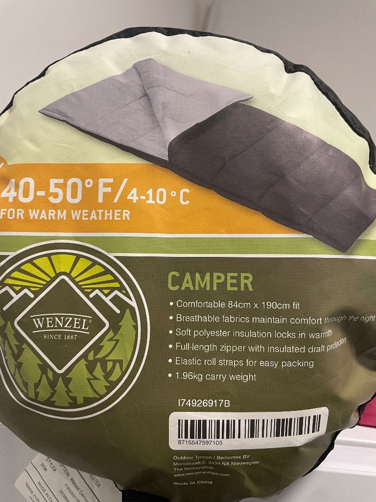 Wenzel Camper slaapzak / sleeping bag 190 cm, Caravans en Kamperen, Ophalen, Zo goed als nieuw