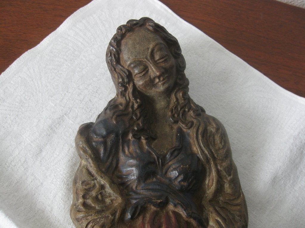 C. Olifiers. Polychroom terracotta Madonna, begin 20e eeuw., Ophalen of Verzenden