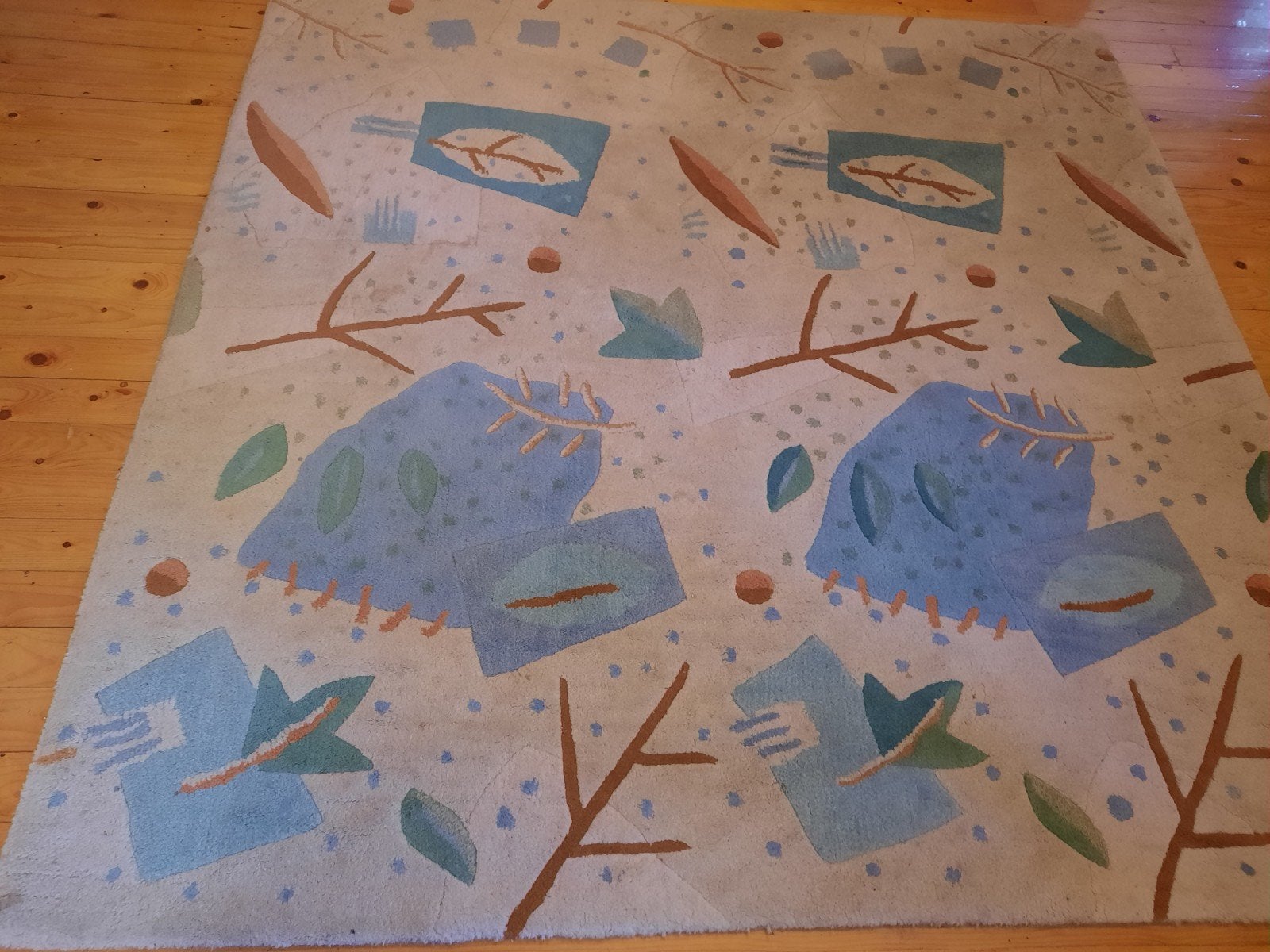 Modern Vloerkleed met Abstract Bladerenpatroon, Huis en Inrichting, Stoffering | Tapijten en Kleden, Ophalen, Modern, Abstract, Natuurlijk