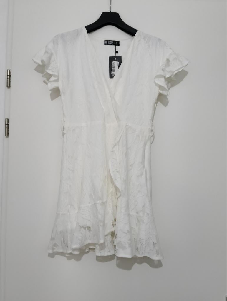 GUTS & GUSTO Witte Kanten Jurk Maat L, GUTS & GUSTO, Wit, Maat 42/44 (L), Nieuw