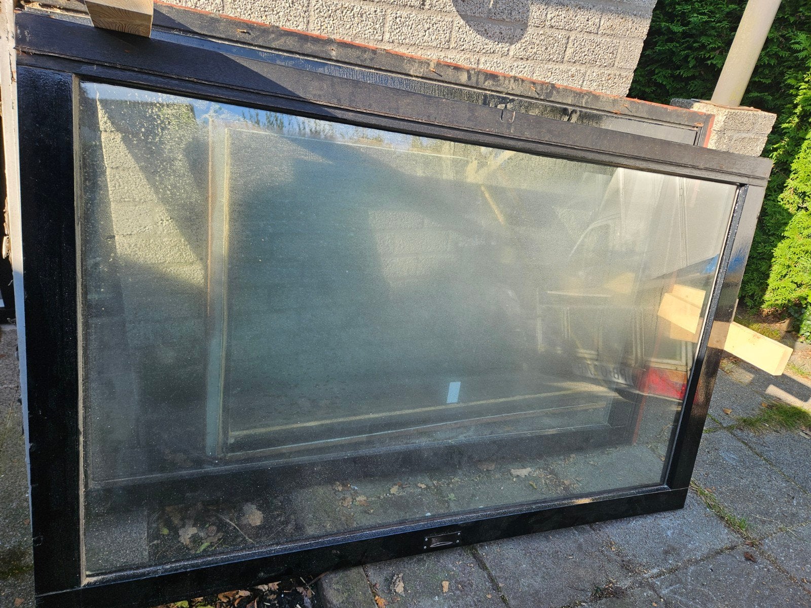 2x grote kozijnen met dubbelglas raam, Doe-het-zelf en Verbouw, Ophalen, Gevelraam of Ruit, Gebruikt, 160 cm of meer