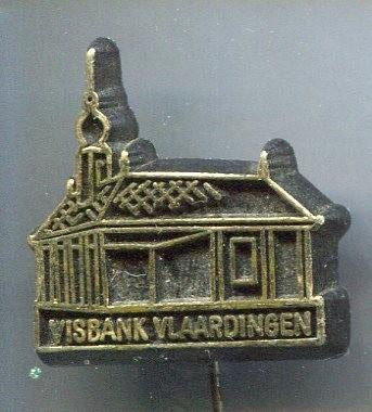 Visbank Vlaardingen goud op zwart plastic speldje ( W_177 ), Verzenden, Nieuw, Stad of Land, Speldje of Pin