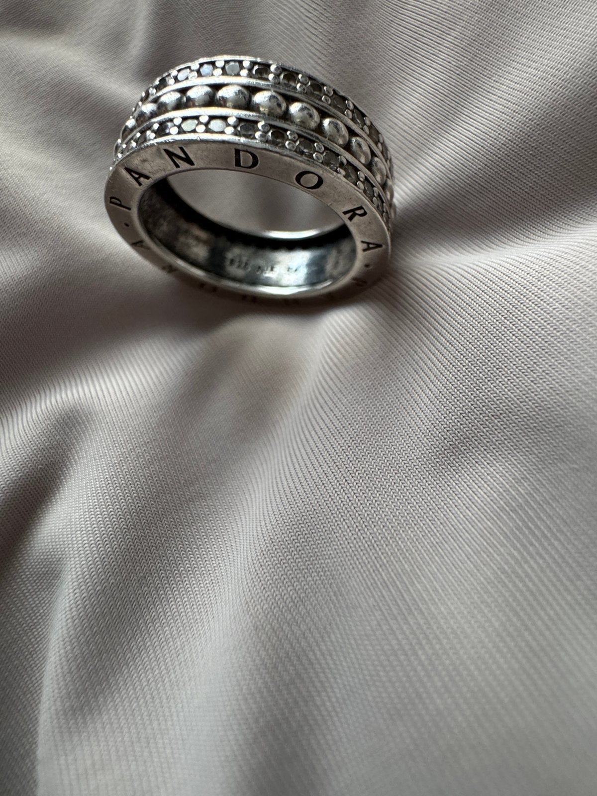 Pandora zilver ring maat 54, Met kristal, Gebruikt, Ophalen of Verzenden, 17 tot 18