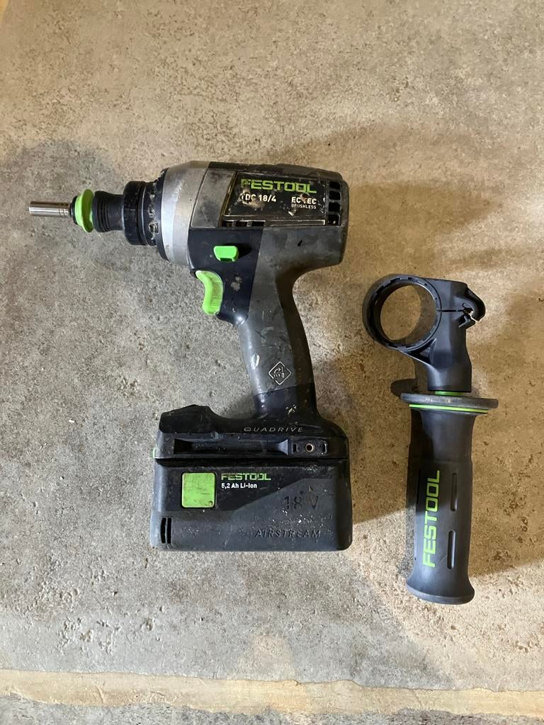 Festool Accu Boormachine TDC 18/4 QUADRIVE met handgreep, Gebruikt, Variabele snelheid, Ophalen of Verzenden, Boor- en Schroefmachine