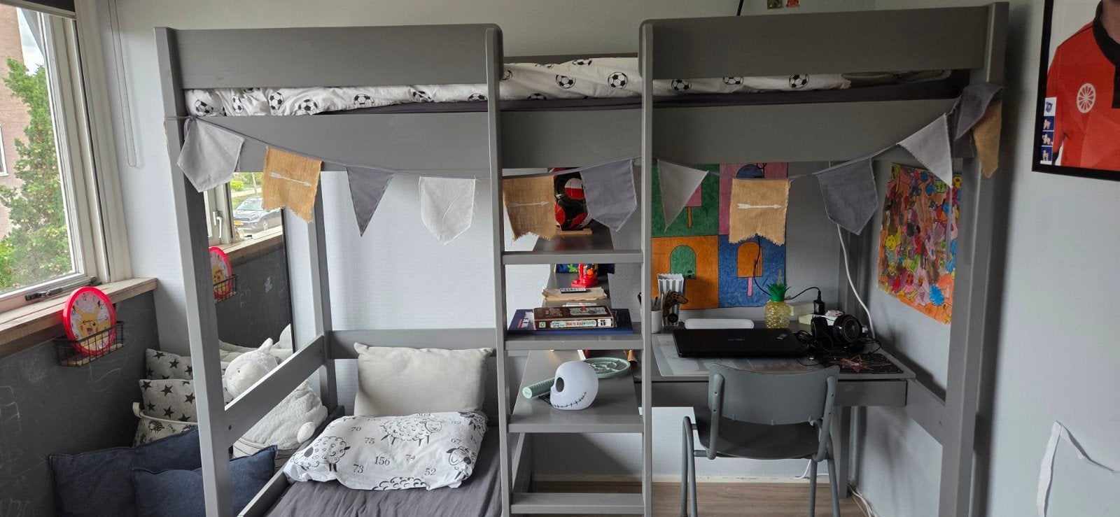 Hoogslaper Robin 90x200 met bureau en uitschuifbed, Huis en Inrichting, Ophalen, Gebruikt, Eenpersoons, 200 cm