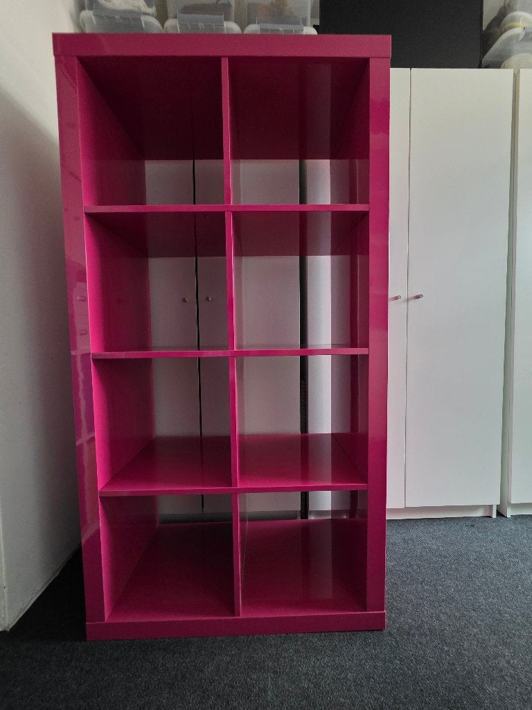 Roze hoogglans expeditkast (voorloper van de kallax), Ophalen, 100 tot 150 cm, Zo goed als nieuw, Minder dan 150 cm