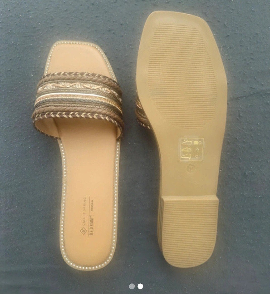Indyia Muiltjes Maat 41 - Bruin/Crème/Goud - Nieuw, Kleding | Dames, Schoenen, Bruin, Verzenden, Nieuw, Sandalen of Muiltjes