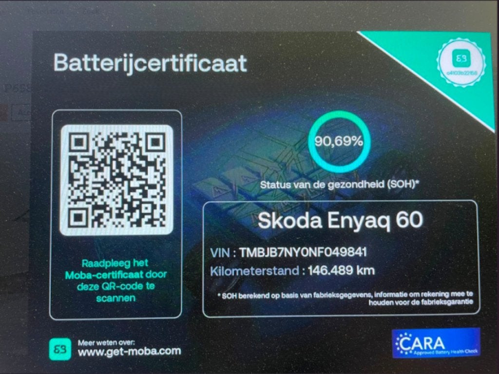Skoda Enyaq iV 60 - Panorama, Carplay, Camera, SOH 90.69%, Automaat, Dealer onderhouden, Gebruikt, Met garantie (alle)