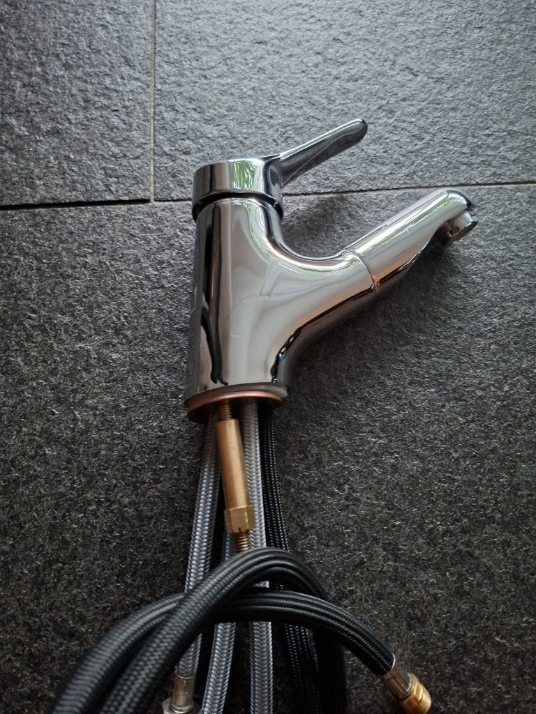 Schütte Attica wastafelkraan met uittrekbare handdouche, Ophalen, Zo goed als nieuw, Chroom, Kraan