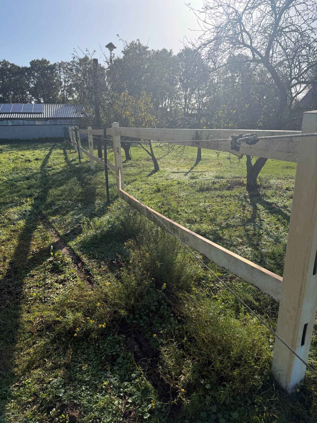 Houten omheining voor paardenweide of tuin, Kunststof, 6 meter of meer, Ophalen of Verzenden, Zo goed als nieuw