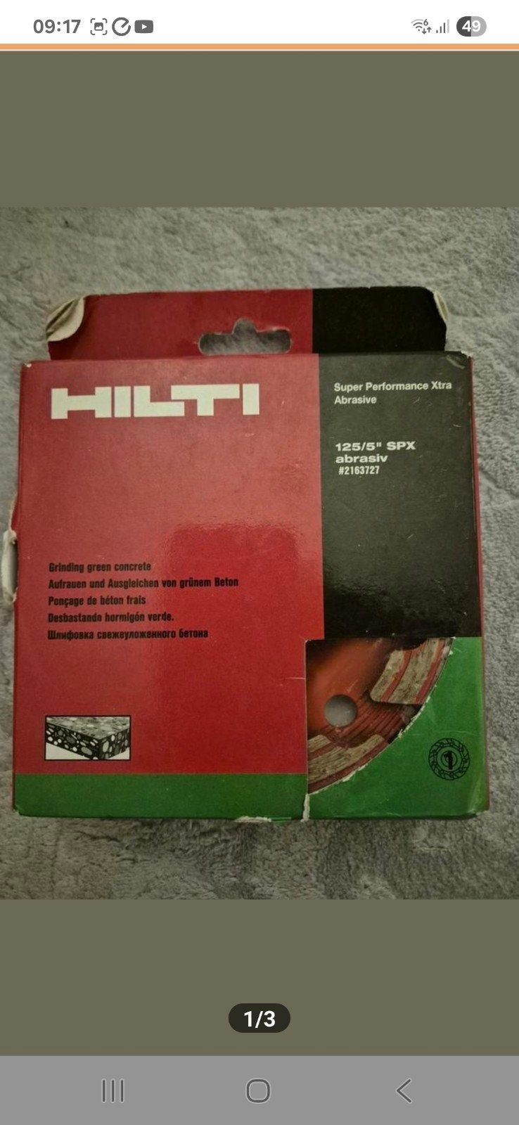Hilti 125/5" SPX Abrasive schijf voor beton, Ophalen of Verzenden, Nieuw, Haakse slijper, Hilti