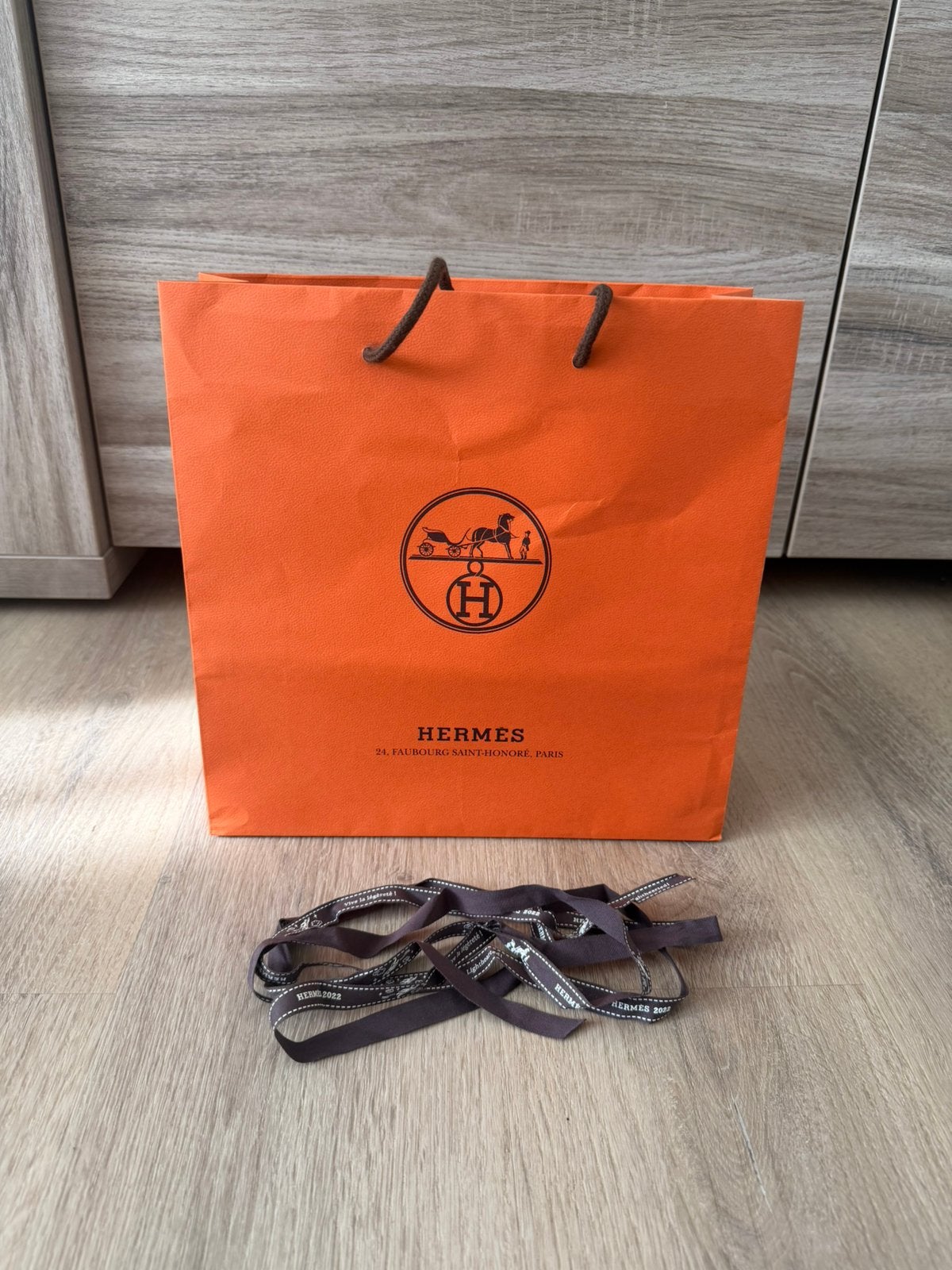 Hermes papieren winkel tas + lintje, Ophalen of Verzenden, Zo goed als nieuw