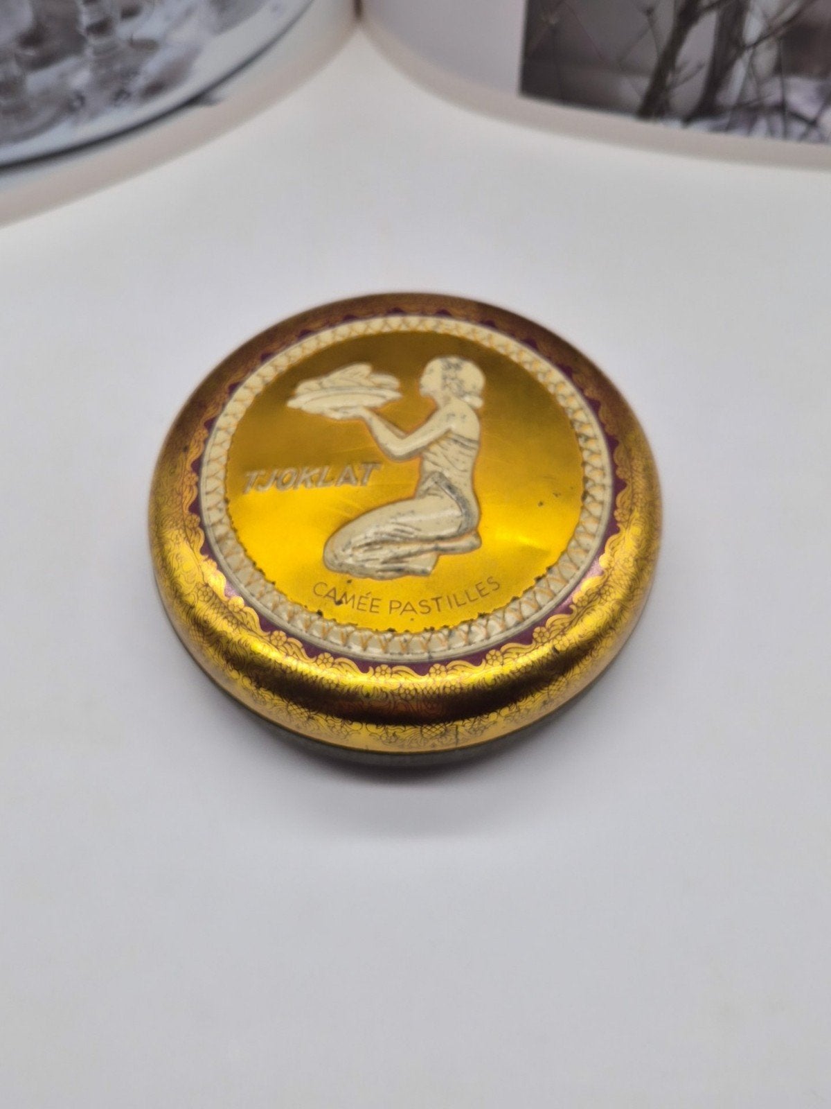Vintage Tjoklat Camée Pastilles Blik - Goudkleurig, Ophalen of Verzenden, Gebruikt, Overige, Overige merken