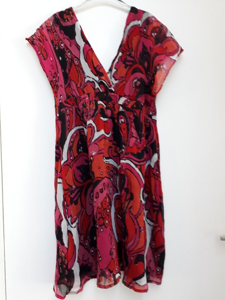ZOI Women / Shoeby jurk fuchsiaroze / oranje / zwart XXL 46, Zwart, Maat 46/48 (XL) of groter, Ophalen of Verzenden, Zo goed als nieuw
