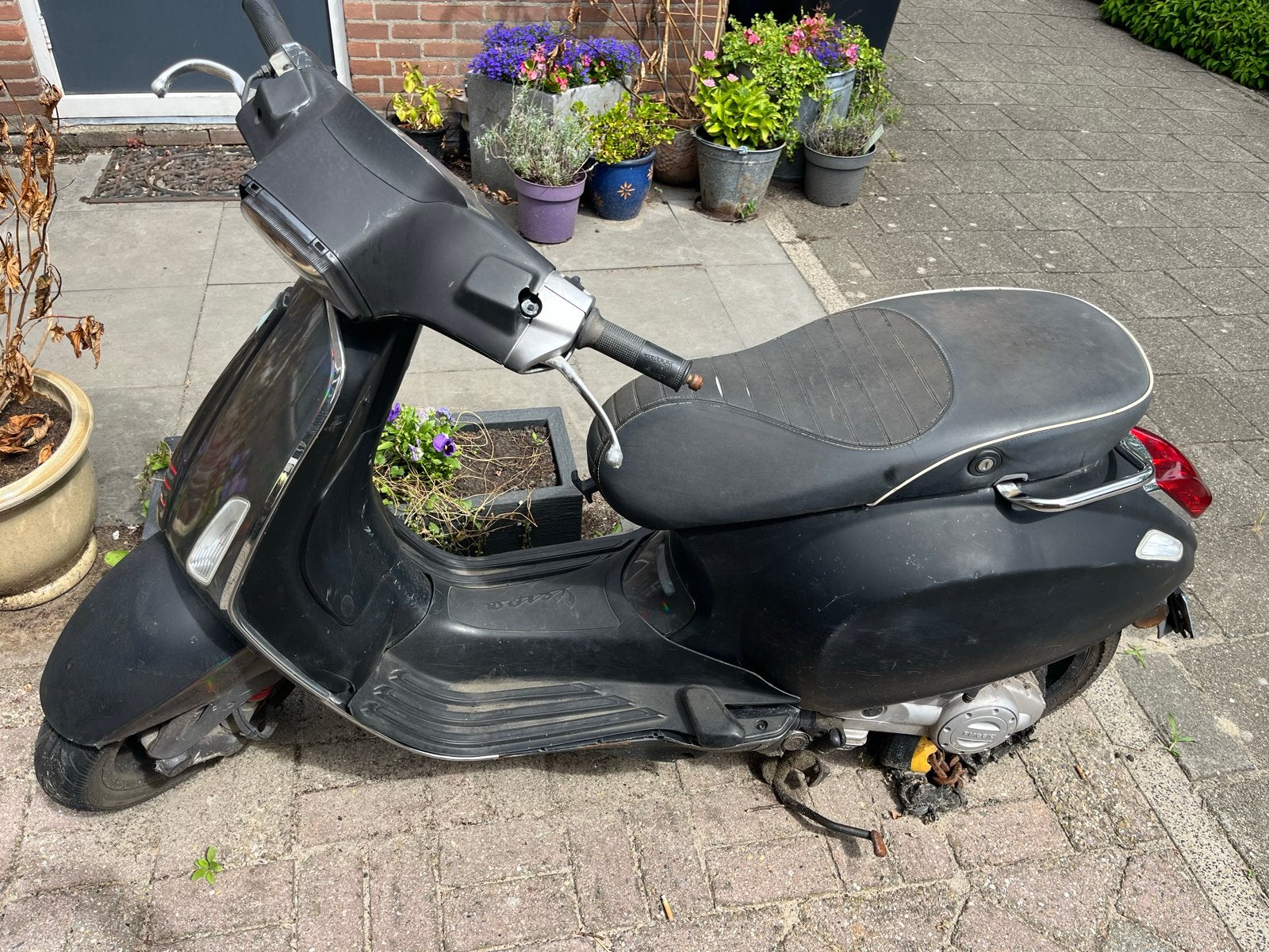 Vespa Piaggio Scooter - Mat Zwart, Ophalen, Gebruikt, Overige modellen, Maximaal 45 km/u