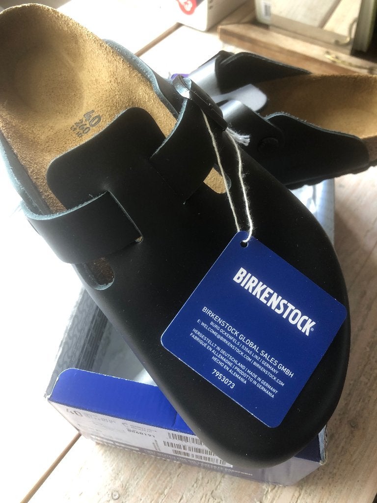 Birkenstock Boston Black Leather maat 40, Kleding | Dames, Schoenen, Zwart, Nieuw, Birkenstock, Sandalen of Muiltjes