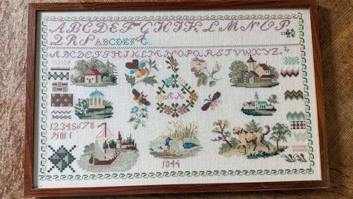 Charmante merklap, kopie van 1844 exemplaar, Ophalen of Verzenden