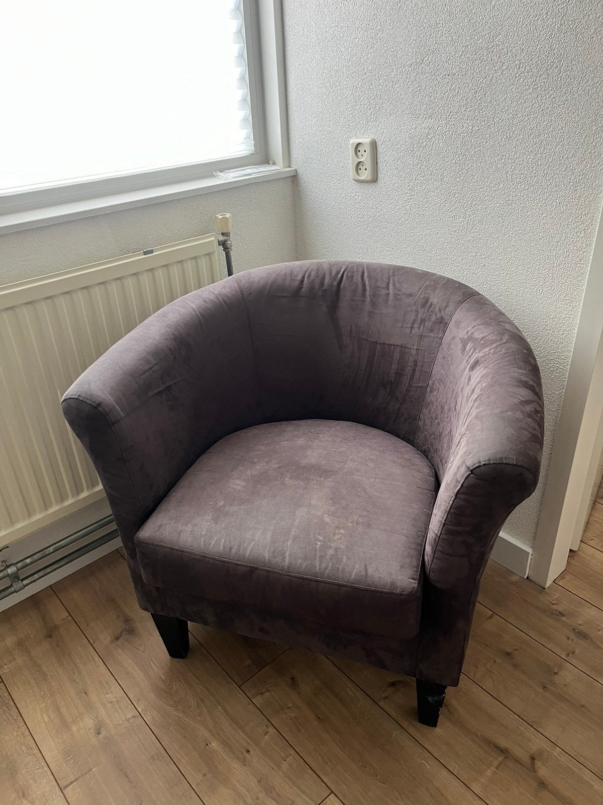 Fauteuil van Alcantara stof – Donkergrijs, Huis en Inrichting, Fauteuils, Ophalen, Minder dan 50 cm, 75 tot 100 cm, Zo goed als nieuw