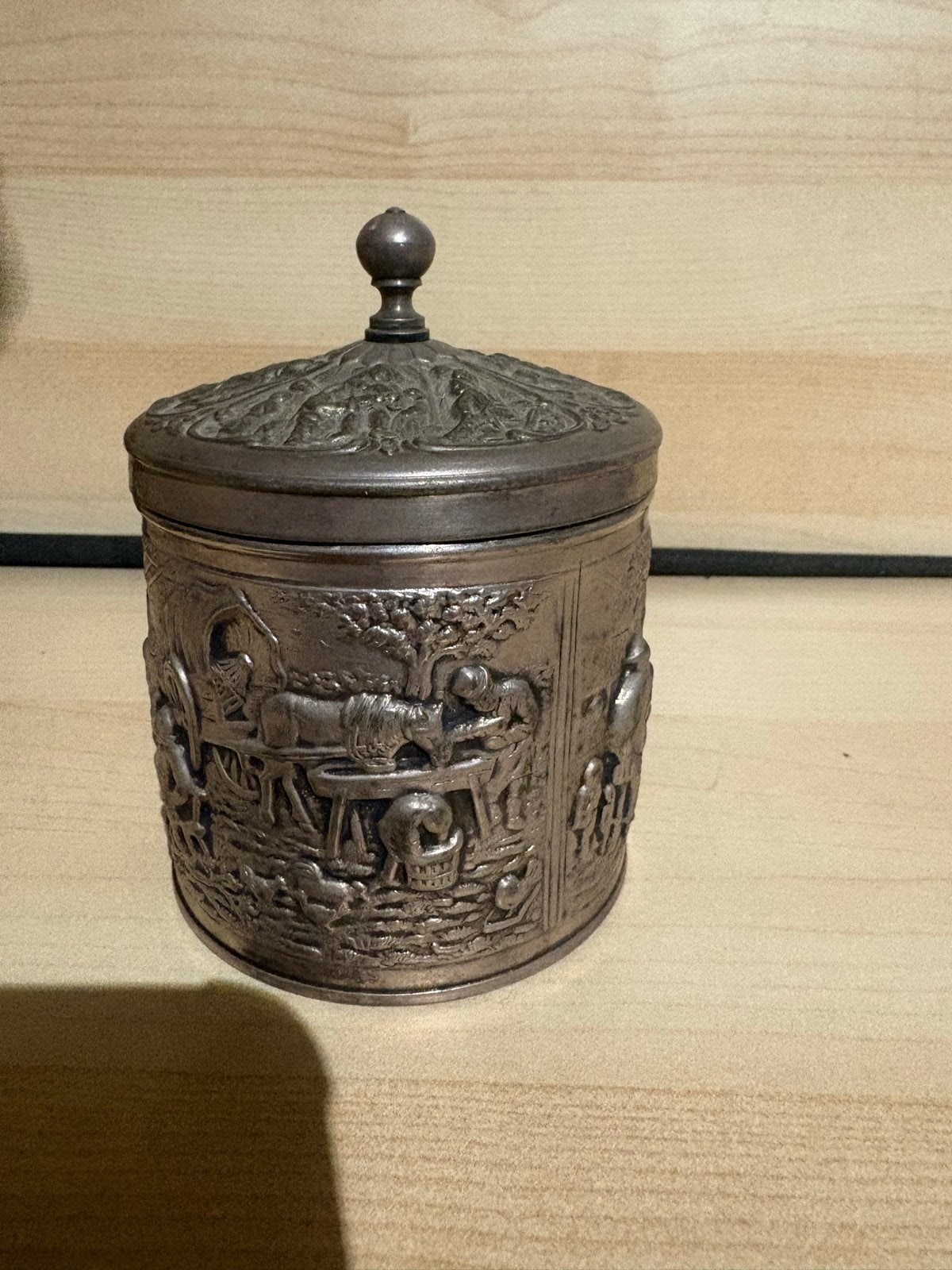 Vintage Douwe Egberts Tinnen Theebus H. Hooijkaas, Ophalen of Verzenden