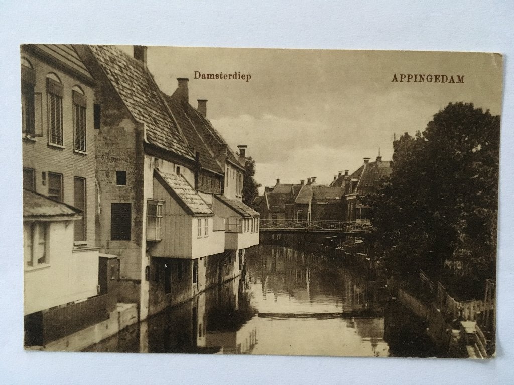Prentbrief/ ansichtkaart, Appingedam, Damsterdiep, Ophalen of Verzenden, Voor 1920, Ongelopen, Groningen