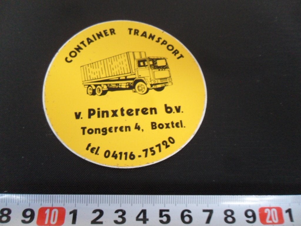 sticker Boxtel container Transport v. PINXTEREN BV Tongeren, Ophalen of Verzenden, Zo goed als nieuw