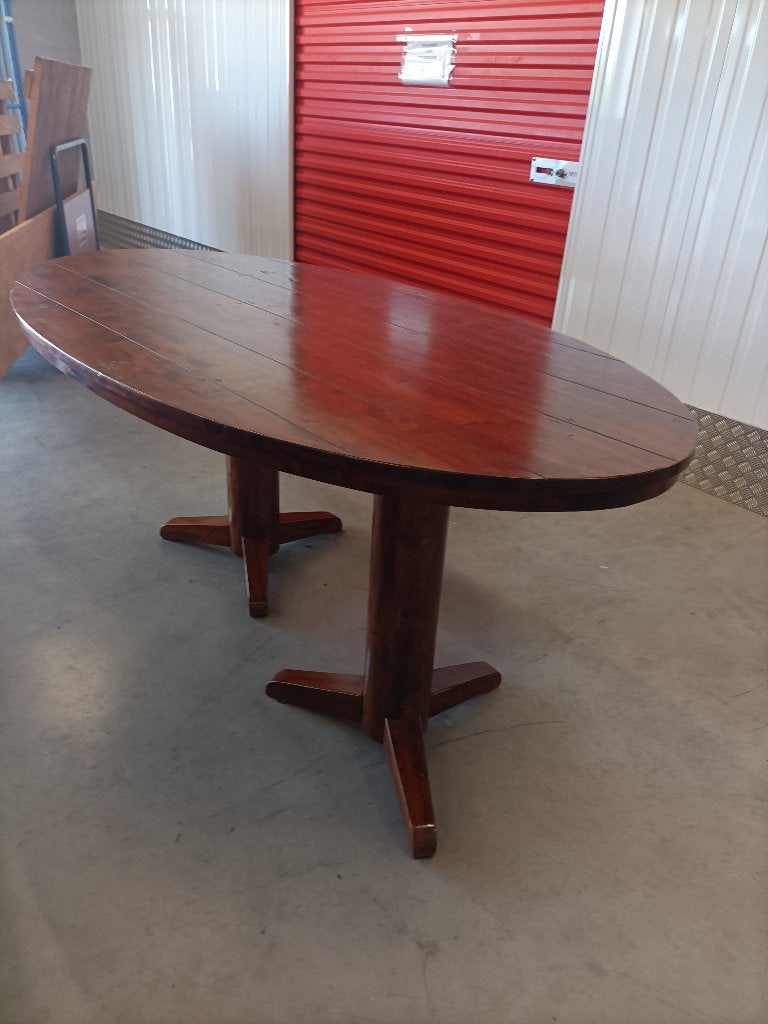 Ovale klassieke eettafel Afm 90 x190  hoogte 80 cm, Ophalen, Gebruikt, 100 tot 150 cm, Klassiek