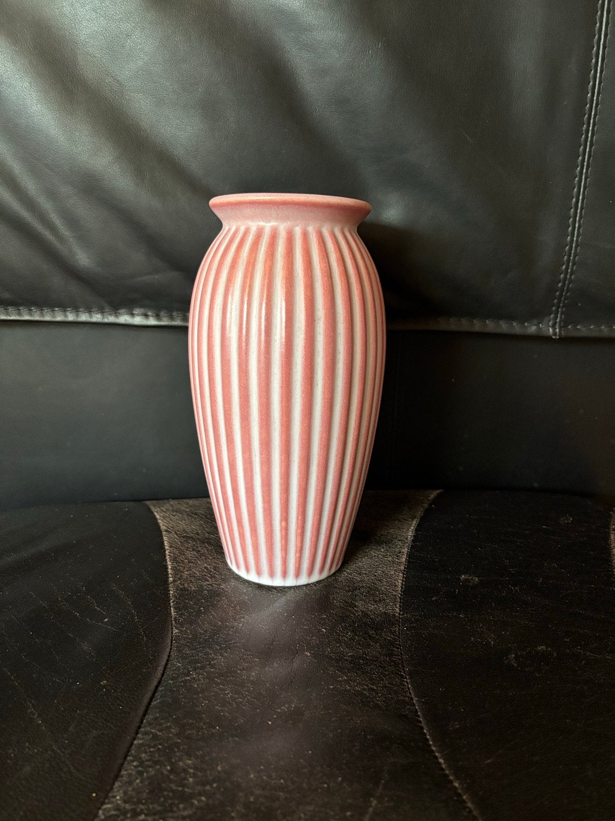 Vintage West Germany vaas roze/wit gestreept, Ophalen of Verzenden