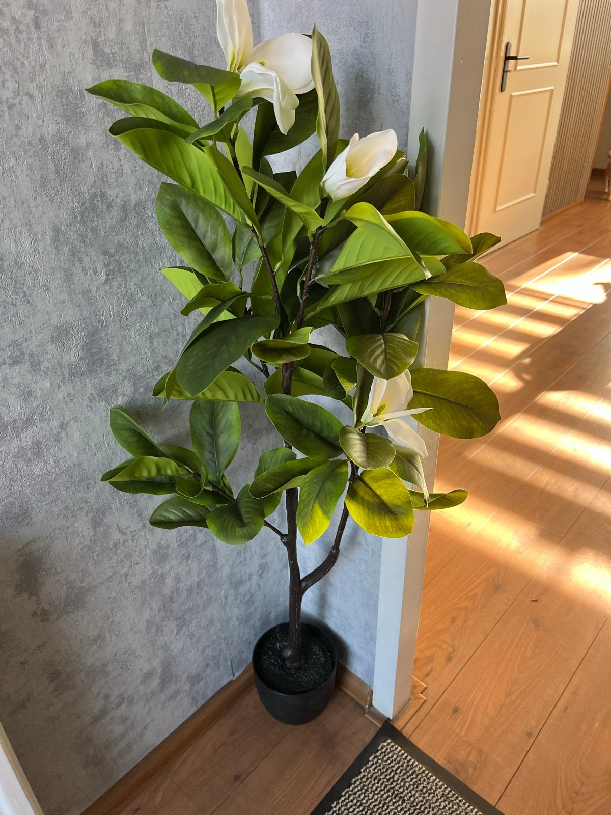 Kunstplant Magnolia met witte bloemen - 120 cm, Binnen, Kunstplant, Nieuw, Ophalen of Verzenden