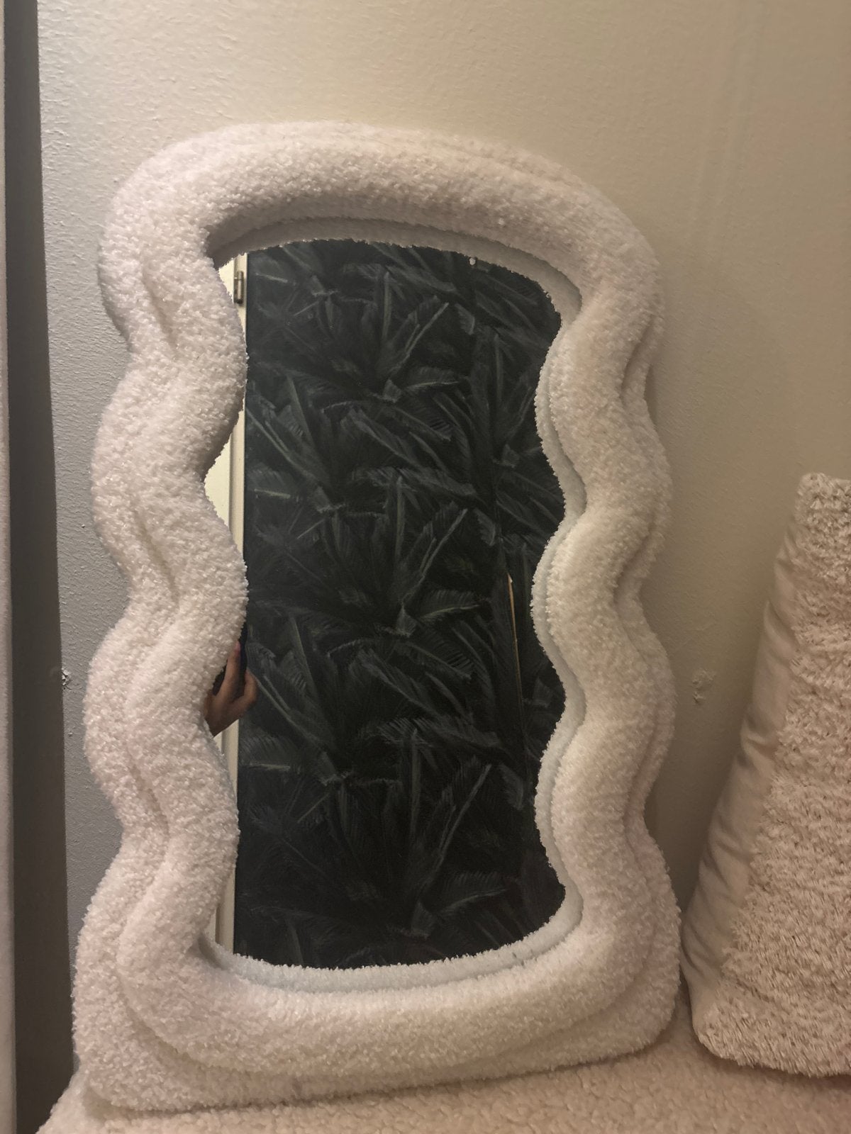 Kwantum Teddy Spiegel Wit - Decoratieve Wavy Spiegel, Huis en Inrichting, Ophalen, Minder dan 50 cm, Zo goed als nieuw, Minder dan 100 cm